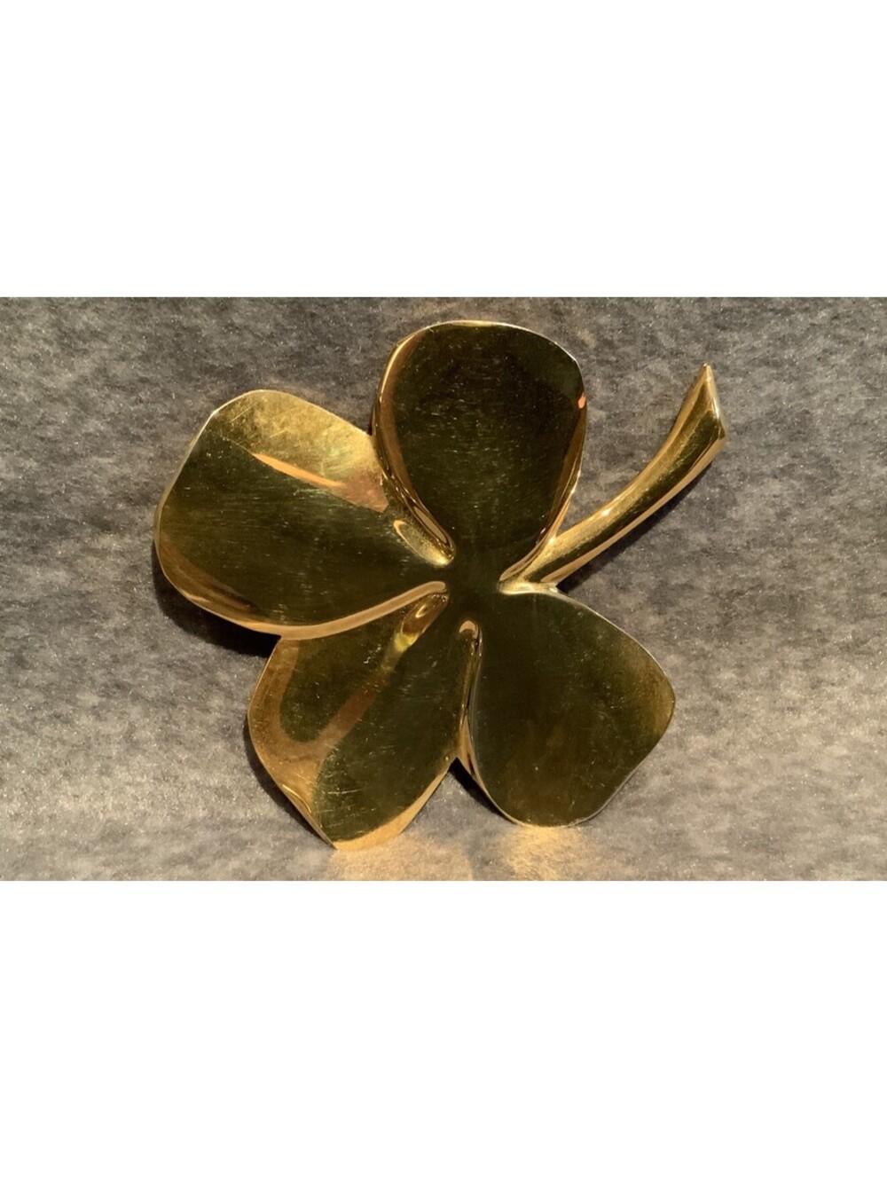 Gerity 24K Gold Plated Brass Four-leaf Clover Paperweight w/Blessing 4.5”x4.75”